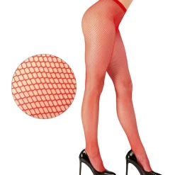 Collants résille rouge - Unique
