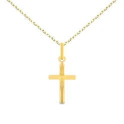 Collier - Médaille Croix Or 18 Carats 750/000 Jaune - Chaine Dorée