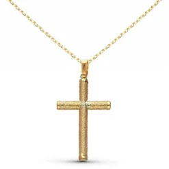 Collier - Médaille Croix Or Jaune - Chaine Dorée