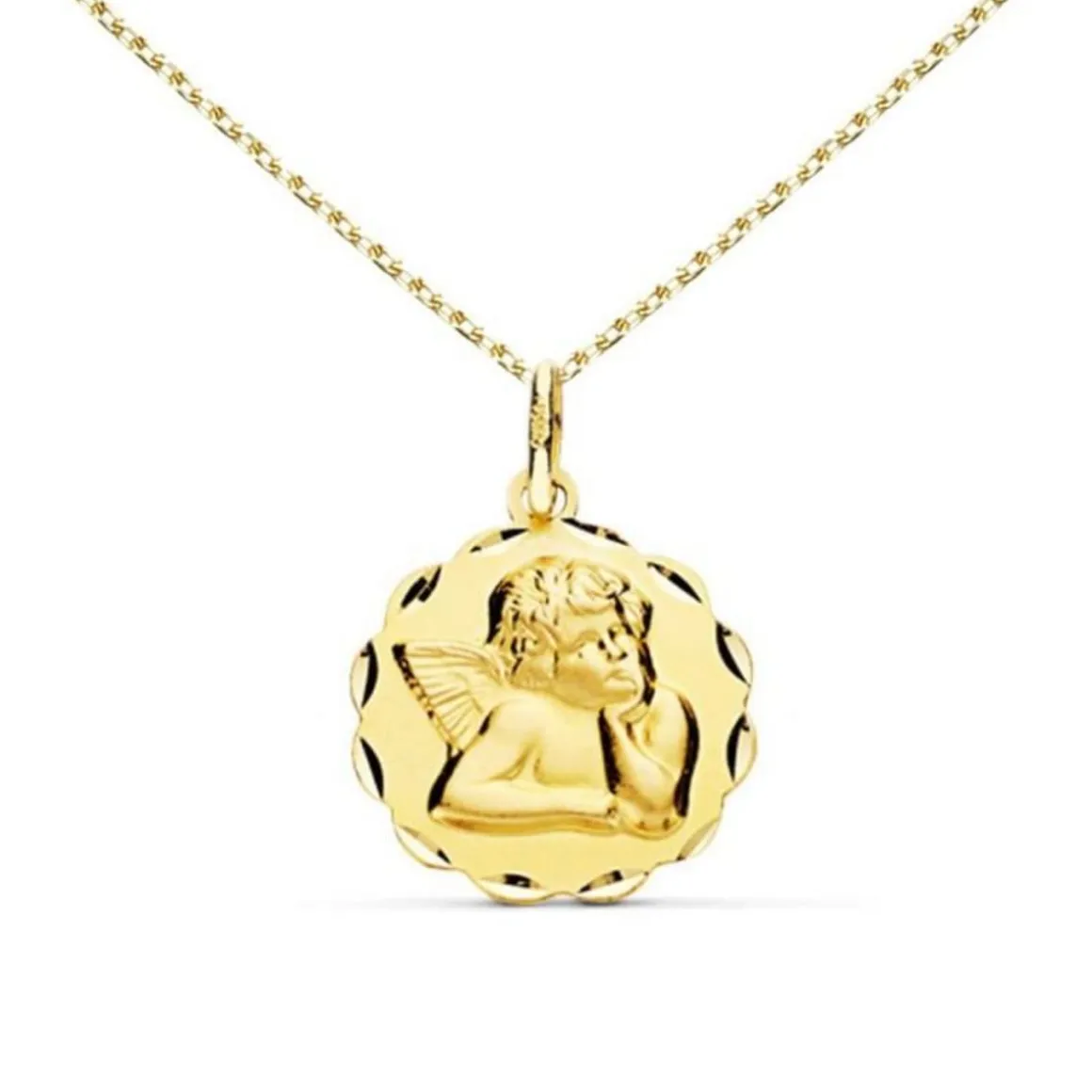 Collier - Médaille Or 18 Carats 750/1000 Ange - Chaîne Dorée - Gravure Offerte