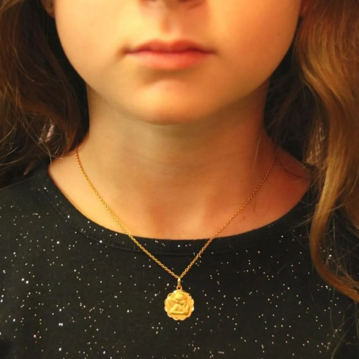 Collier - Médaille Or 18 Carats 750/1000 Ange - Chaîne Dorée - Gravure Offerte