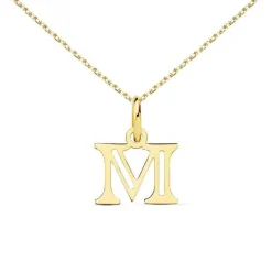 Collier - Pendentif Lettre M Or 750/1000 - Chaine Dorée