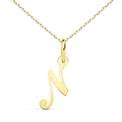 Collier - Pendentif Lettre N Or 750/1000 - Chaine Dorée