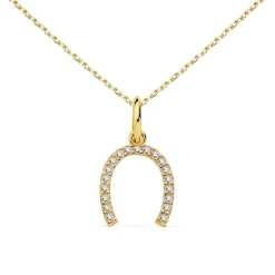Collier - Pendentif Or 18 Carats 750/000 Jaune - Fer à Cheval - Chaine Dorée