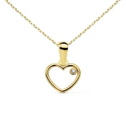 Collier - Pendentif Or 18 Carats 750/000 Jaune - Coeur - Chaine Dorée