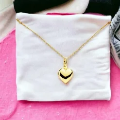 Collier - Pendentif Or 18 Carats 750/000 Jaune - Coeur - Chaine Dorée