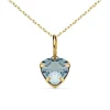 Collier - Pendentif Or Jaune 18 Carats 750/000 - Zirconium Bleu Topaze - Chaine Dorée