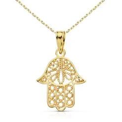 Collier - Pendentif Or Jaune Main de Fatma - Chaine Dorée