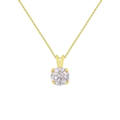 Collier - Pendentif Or Jaune Zirconium Rond - Femme