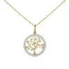 Collier - Pendentif Or Jaune Arbre de Vie Serti de Zirconiums - Chaine Dorée Offerte