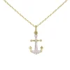 Collier - Pendentif Or Jaune Ancre Serti de Zirconiums - Chaine Dorée Offerte