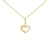 Collier - Pendentif Or Jaune Coeur Serti de Zirconiums - Chaine Dorée Offerte