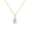 Collier - Pendentif Or Jaune Topaze Bleue Goutte - Femme