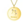 Collier astrologie Balance SC Bohème orné de Cristaux scintillants en Acier Finement doré