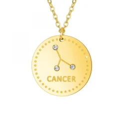 Collier astrologie Cancer SC Crystal orné de Cristaux scintillants en Acier Finement doré