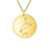 Collier astrologie Lion SC Crystal orné de Cristaux scintillants en Acier Finement doré
