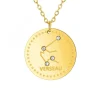 Collier astrologie Verseau SC Crystal orné de Cristaux scintillants en Acier Finement doré
