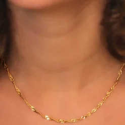 Collier Chaine Singapour- Or Jaune - Femme