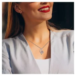 Collier cœur SC Crystal orné de zirconium et d'une pierre améthyste