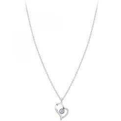 Collier cœur SC Crystal orné de zirconium et d'une pierre améthyste