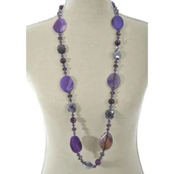 Collier Design Cristal & Perles Neck 18cm Violet