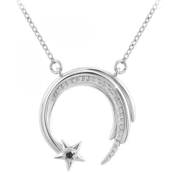 Collier Etoile Filante par SC Crystal orné d'un véritable diamant noir