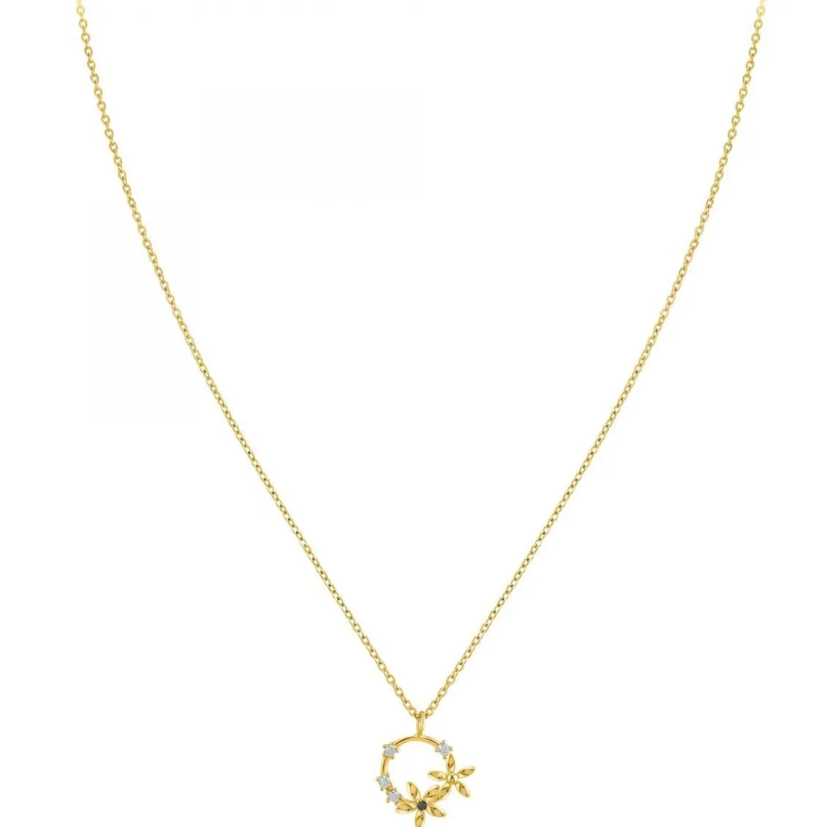 Collier Fleurs par SC Bohème orné d'un véritable diamant noir