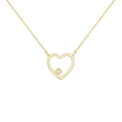 Collier Or Jaune et Diamant Solitaire - Motif Coeur – Femme