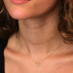 Collier Or Jaune et Diamant Solitaire - Motif Coeur – Femme