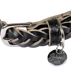 Collier pour Chien Réglable Tressé 50-70cm Noir