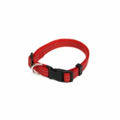 Collier Réglable Coutures Réfléchissantes 45cm Rouge