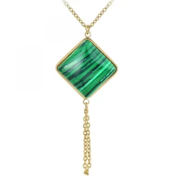 Collier SC Bohème orné d'une malachite en acier inoxydable