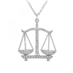 Collier signe astrologique balance orné de Cristaux scintillants par SC Crystal en Métal rhodié