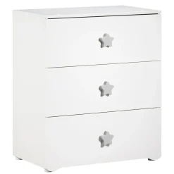Commode à langer 3 tiroirs NEW BASIC Boutons Etoile Gris