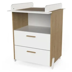 Commode à langer 2 tiroirs 1 niche LILAS