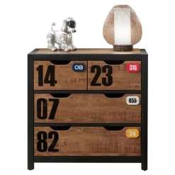 Commode 3 Tiroirs Alex 83cm Marron & Noir