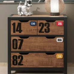 Commode 3 Tiroirs Alex 83cm Marron & Noir