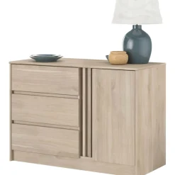 Commode 3 tiroirs 1 porte L109 cm PIA