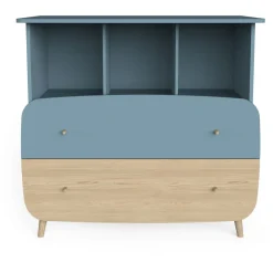 Commode bébé 2 tiroirs 3 niches bleu LINIA
