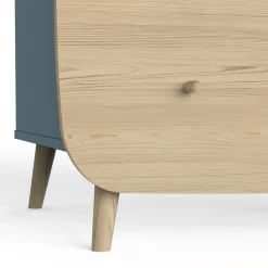 Commode bébé 2 tiroirs 3 niches bleu LINIA