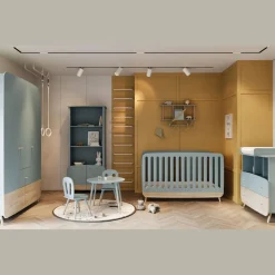 Commode bébé 2 tiroirs 3 niches bleu LINIA