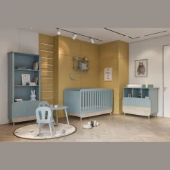 Commode bébé 2 tiroirs 3 niches bleu LINIA