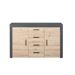 Commode meuble de rangement 2 porte 4 tiroirs L134cm BETO