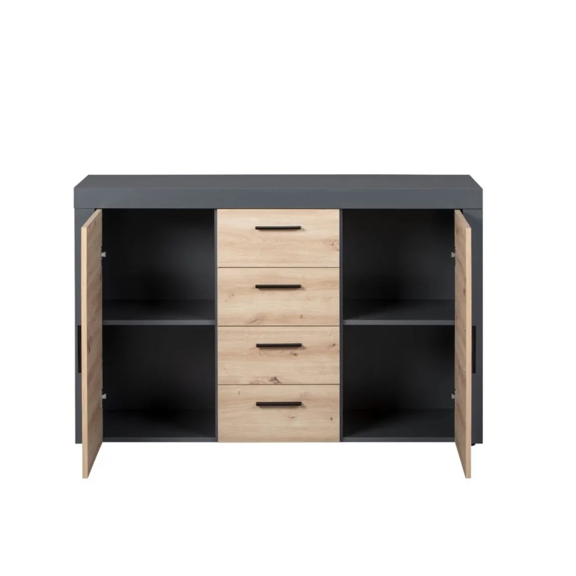 Commode meuble de rangement 2 porte 4 tiroirs L134cm BETO