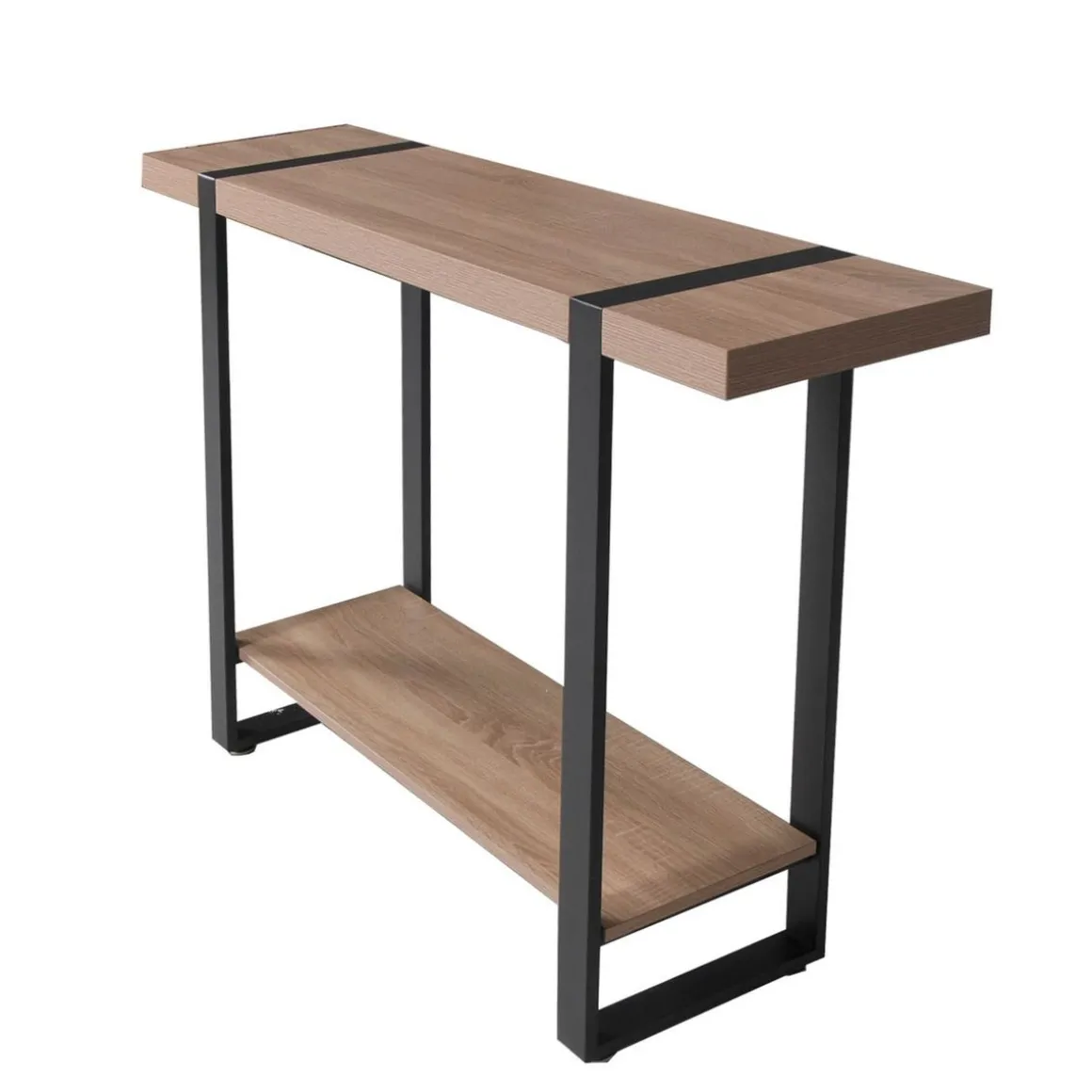 Console L120cm chêne blanchi et métal noir PROVIDENCE