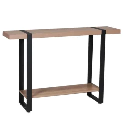 Console L120cm chêne blanchi et métal noir PROVIDENCE