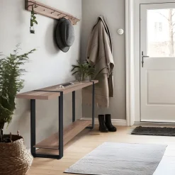 Console L120cm chêne blanchi et métal noir PROVIDENCE