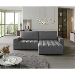 Cordova - canapé d'angle droit 4 places convertible avec coffre en velours