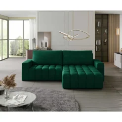 Cordova - canapé d'angle droit 4 places convertible avec coffre en velours