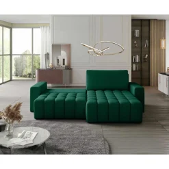 Cordova - canapé d'angle droit 4 places convertible avec coffre en velours